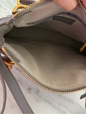 Chloe Grey Leather Crossbody with Gold Hardware